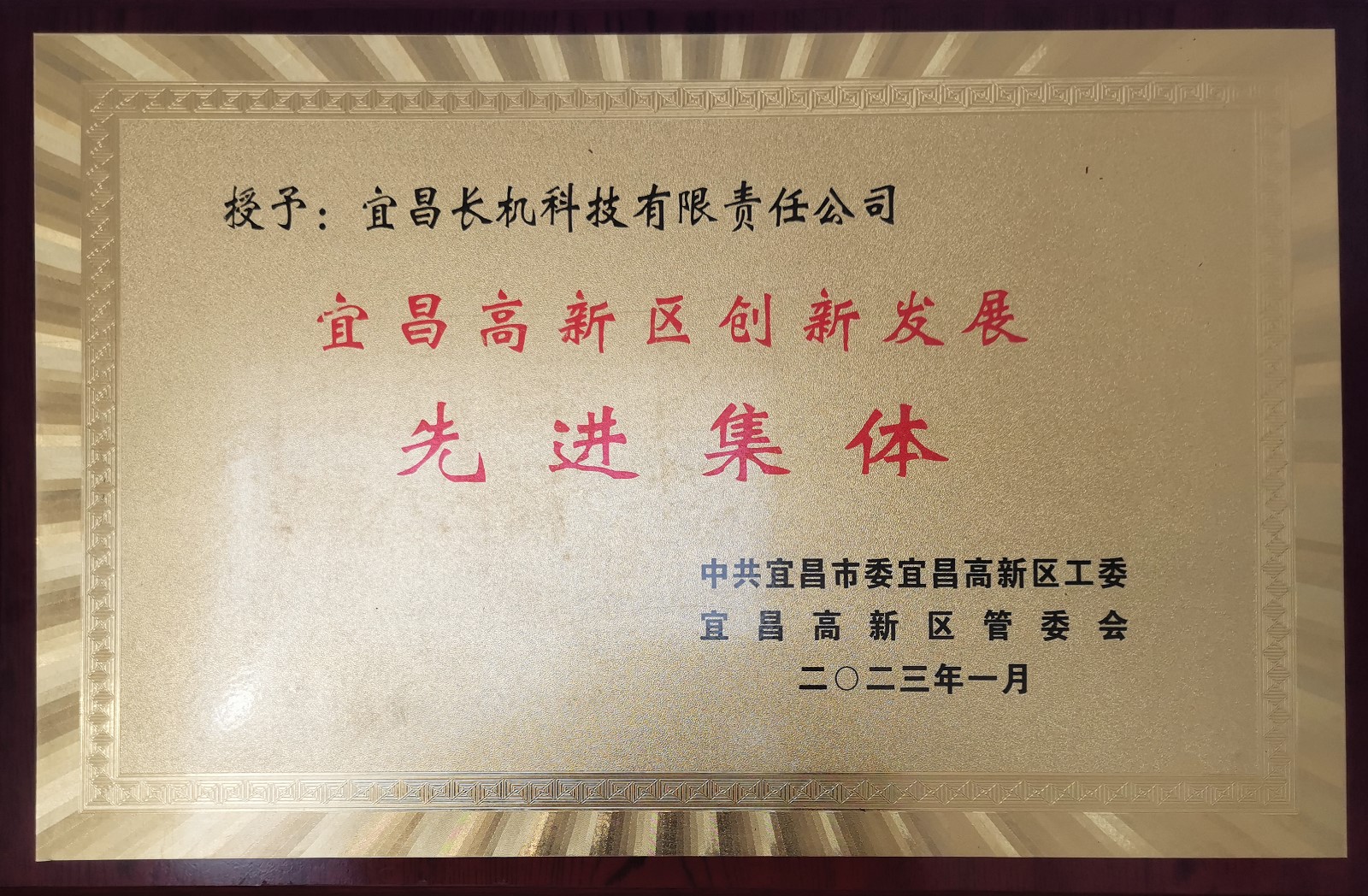 公司被授予“宜昌高新區(qū)創(chuàng)新發(fā)展先進(jìn)集體”